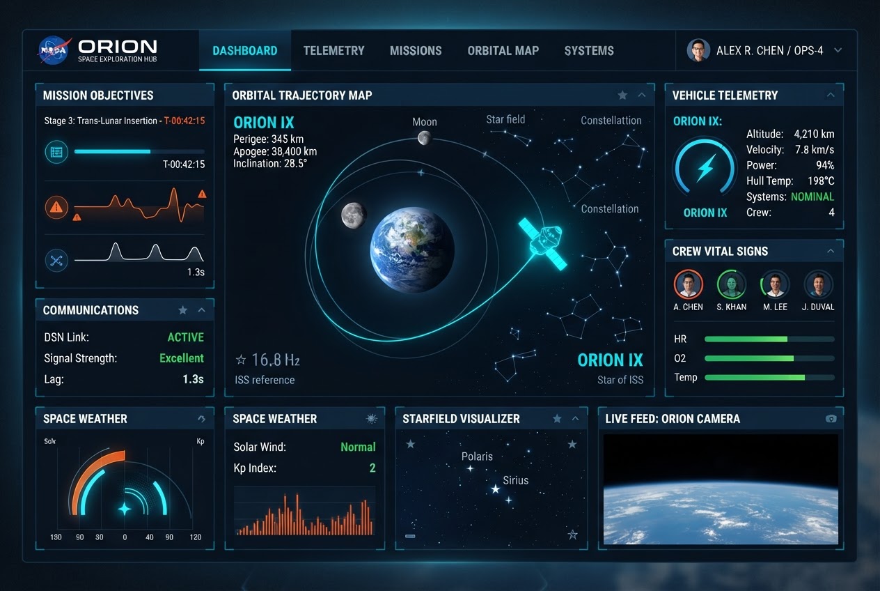 Home do NASA Explorer com hero mission control e a foto astronômica do dia.